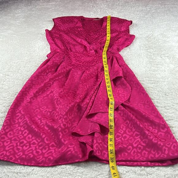 Vintage Unbranded hot pink leopard satin Wrap dress, size Small - Picture 4 of 6